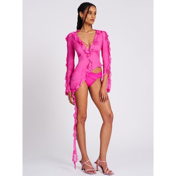 Kellie Fuchsia Pink Ruffle Top - Picture 11 of 15